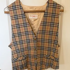 Vintage 80s Burberry Nova Check Tartan Waistcoat Vest Size Small